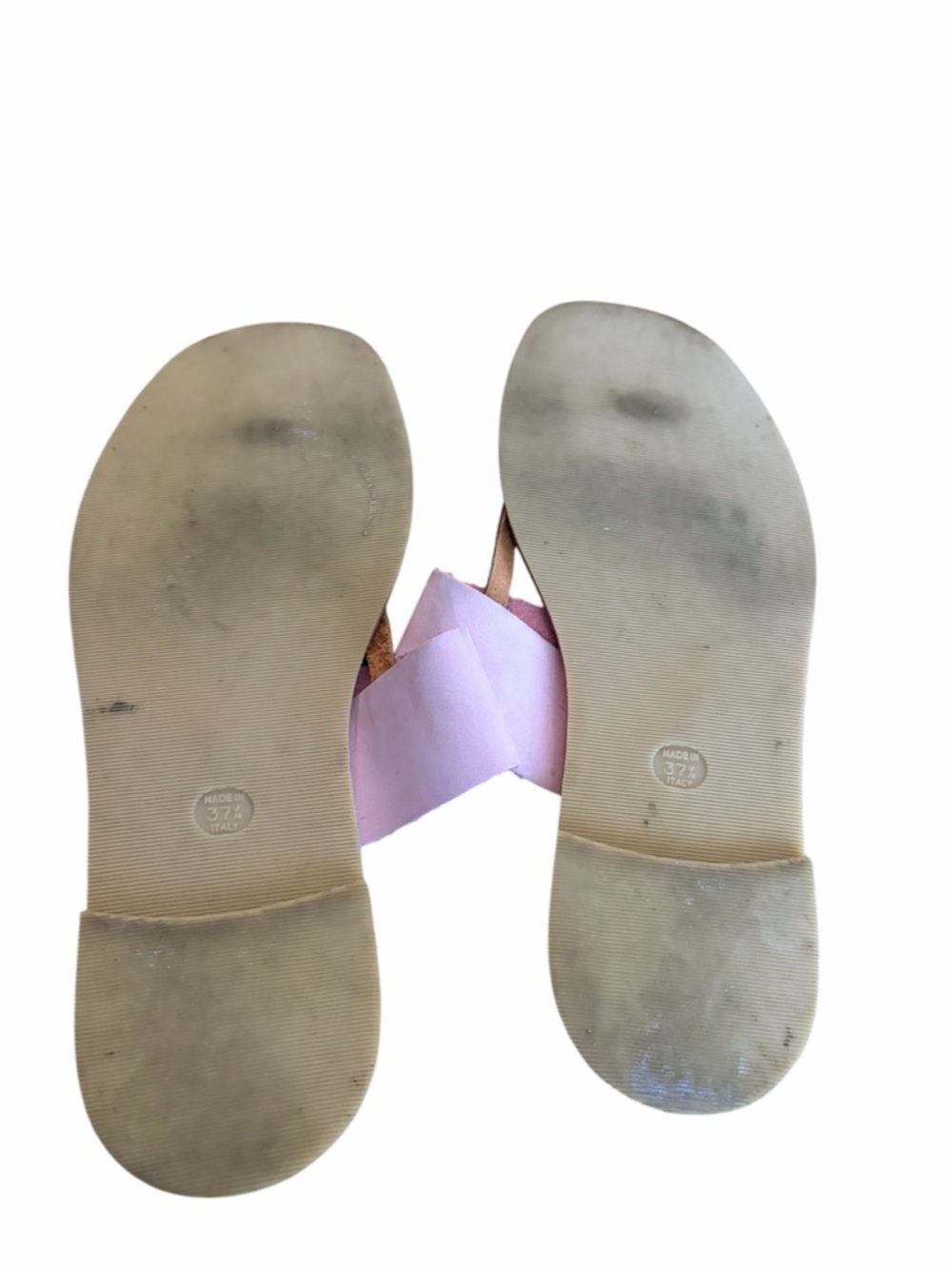 Joie Lilac and Tan Leather Toe-Loop Slide Sandals - Picture 4 of 5
